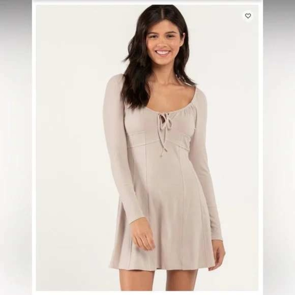West of Melrose mini XS tan corset bow accent dress date cute layering summer ec